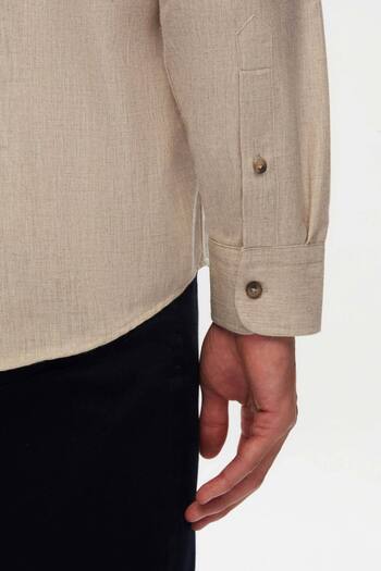 D'S Damat Ds Damat Comfort Bej Düz Gömlek