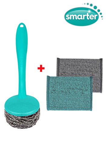 SMARTER 2 Pieces Inox Dish Sponge - Scouring Wire with Handle