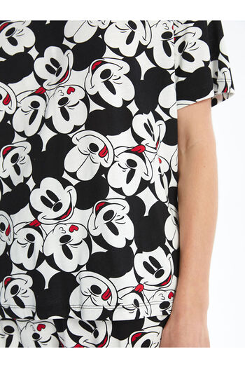 LC Waikiki Bisiklet Yaka Mickey Mouse Baskılı Kısa Kollu Kadın Pijama