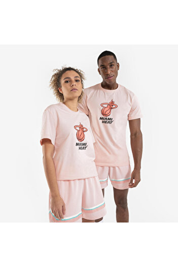Decathlon Αθλητικό μπλουζάκι Tarmak για ενήλικες, ροζ NBA Miami Heat TS 900 - Μπάσκετ