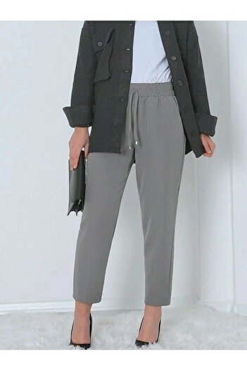 HİJABAYA Double Pocket Trousers with Elastic Waist and Lace Detail