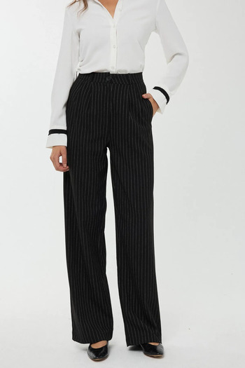 Hiccup High Waist Striped Straight Leg Trousers