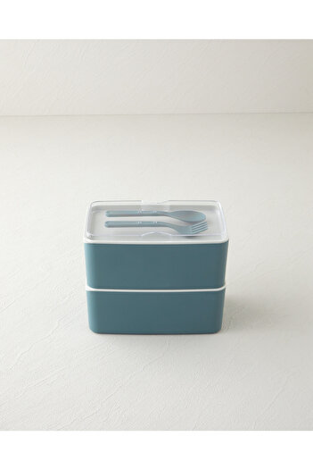 English Home Mezaluna Time Plastic 2 Layer Lunch Box 1 L- 1 L Green