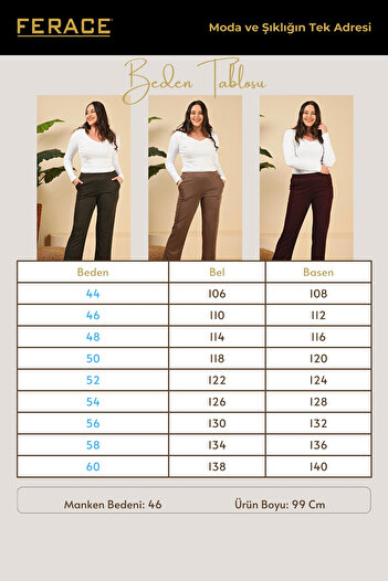 Ferace Large Size Lycra Women's Combed Cotton Trousers - Elastic Waist