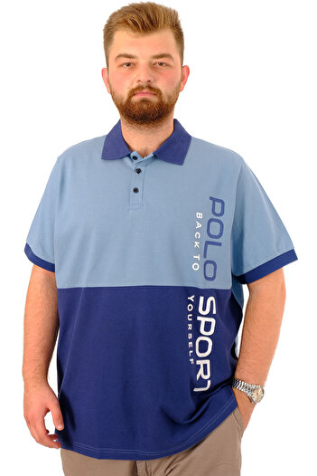 ModeXL Чоловіча футболка з поло-комірцем - Mode XL, великий розмір, індиго U24323