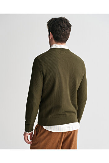 Gant Erkek Yeşil Regular Fit Bisiklet Yaka Kazak