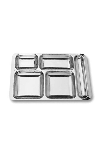 Becenhouse 5 Compartment Stainless Metal Table D'Hôte - Steel Plate 1 Piece