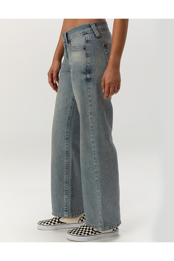 september island Buz Mavi Renk Düşük Bel Yıkamalı Jeans