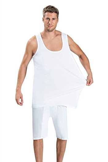 Jiber Men's White Cotton Large Size 2 Pack Undershirt 180