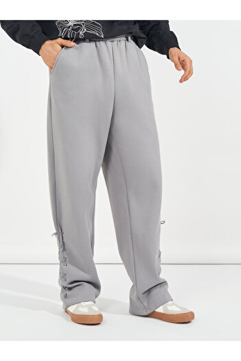 Styli Eyelet Detail Bonded Fleece Oversized Joggers
