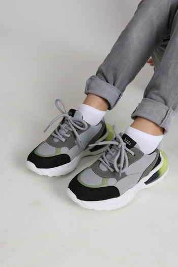 kids A more Boy's Black Sneakers - Wolf Air Mesh and Vegan Leather