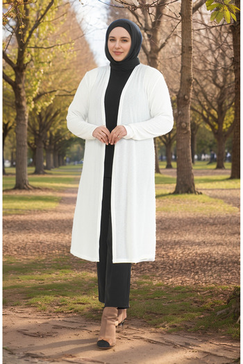 RESPİRO Large Size Seasonal Comfortable Cut Long Cardigan Dumped Mother Size Women's Cardigan