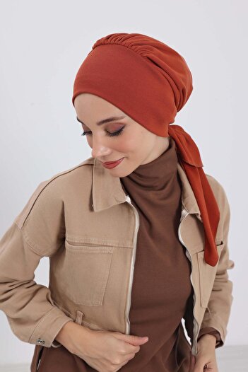Aisha's Design Winter Hijab with Tail, B-49Rb, Tile