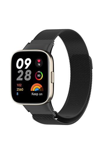 Fibaks Xiaomi Redmi Watch 3 Compatible Metal Mesh Mesh Adjustable Stainless Cord Strap with Magnet