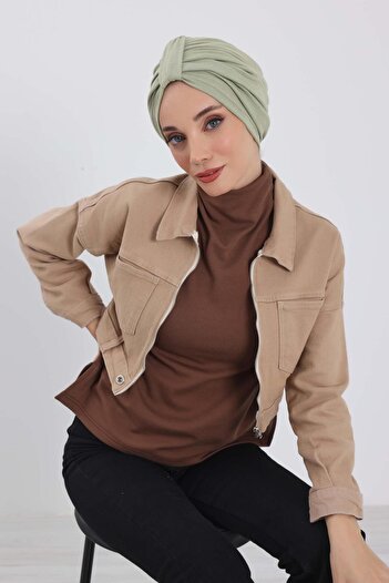 Aisha's Design Winter Bonnet with Front Belt Detail, B-68Rb, Green