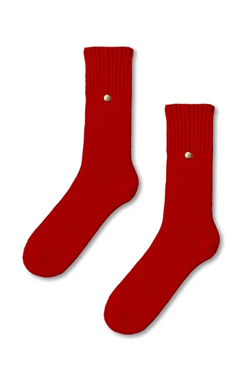 Katia&Bony Staple Detailed Viscose Knitwear Socks Red