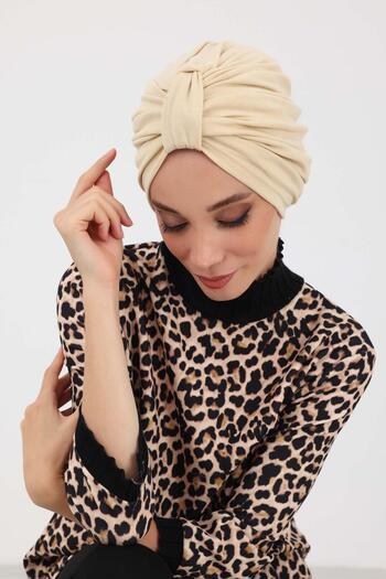Aisha's Design Χειμερινό καπέλο με λεπτομέρεια μπροστινής ζώνης, b-68rb, κρεμ