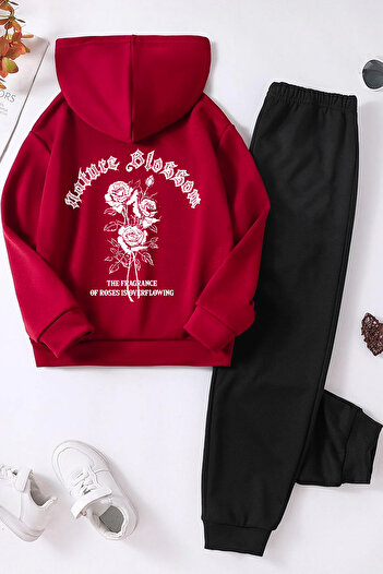 uyguntarz Nature Blossom Printed Children's Comfortable Tracksuit Set