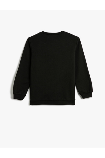 Koton Sweatshirt Crew Neck Graffiti Printed Long Sleeve Raised
