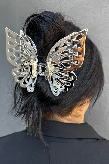 TAKIŞTIR Silver Color Butterfly Detailed Latch Buckle