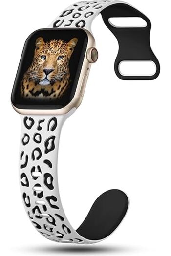 UnDePlus Mobaxaksesuar Apple Watch 42/44/45/46/49mm Cord Leopard Pattern Soft Silicone Cord 2/3/4/5/6/Se/7