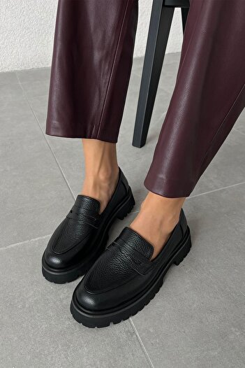 STRASWANS Sandie Γυναικεία Loafer Παπούτσια από γνήσιο δέρμα Μαύρα