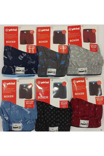 YILDIZ 43 Men's Towel Waist Patterned Boxer 9 Pieces
