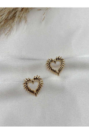 Eylülün Takısı Women's Gold Color Design Heart Earrings
