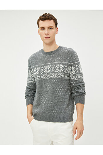 Koton Crew Neck Sweater Ethnic Patterned