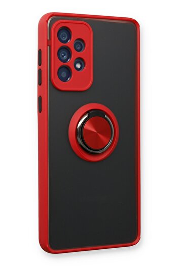 cepmoda Samsung Galaxy'A53 5g' Case - Frosted Transparent with Ring Stand and Colored Sides Ringcover - Red