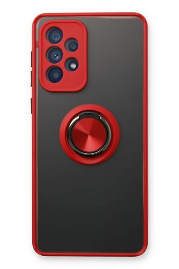 cepmoda Samsung Galaxy'A53 5g' Case - Frosted Transparent with Ring Stand and Colored Sides Ringcover - Red