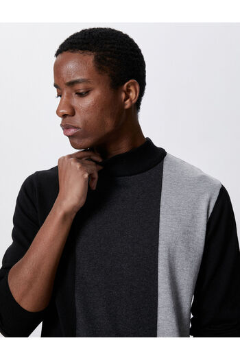 Koton Tricotaj de bază Pulover Half Turtleneck Slim Fit Color Blocked