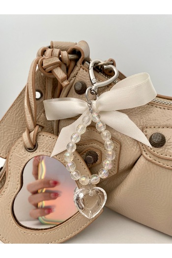 Pinky Lady Heart Coquette Bag - Transparent Bead Detailed Charm