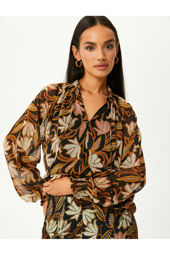 Koton Chiffon Blouse Lacing Detailed Judge Collar Balloon Sleeve Gippeli