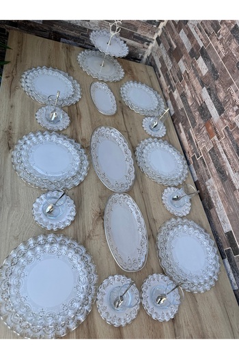 Hediye Köşkü 6 Kişilik Gelincik 34 parça Lüks Cam Kahvaltı Takımı