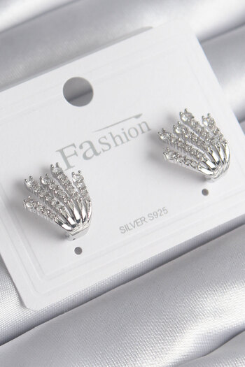 SeyCey.co Brass Silver Color Zircon Stone Women's Earrings