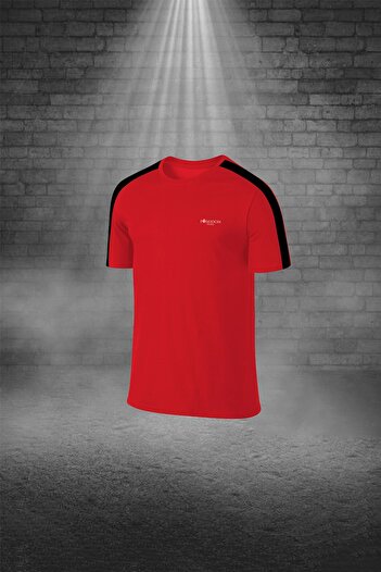 POSEIDON STORM Plus Size Men's Red Dri-Fit Fabric Unprinted Crew Neck Short Sleeve Bottom Top Suit Shorts T-Shirt Se