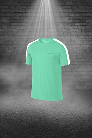 POSEIDON STORM Plus Size Men's Water Green Dri-Fit Fabric Unprinted Round Neck Short Sleeve T-Shirt Shorts Bottom Top Sports t