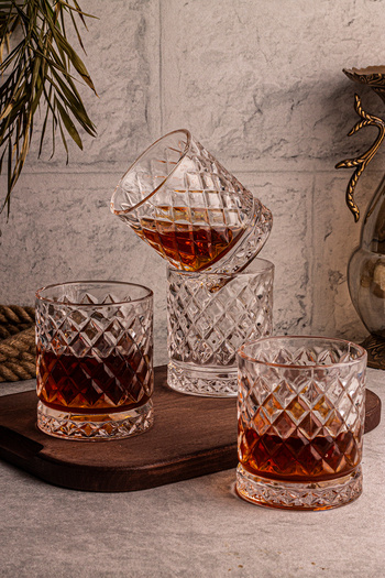 Snippy Madrid - Set of 4 Glass Glasses 250 ml Handmade Soft Drink Glasses