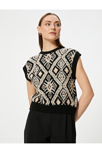 Koton Ethnic Patterned Soft Textured Knitwear Sweater