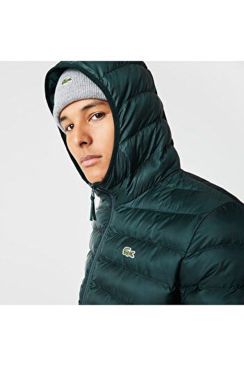Lacoste Erkek Kapüşonlu Kapitone Yeşil Mont
