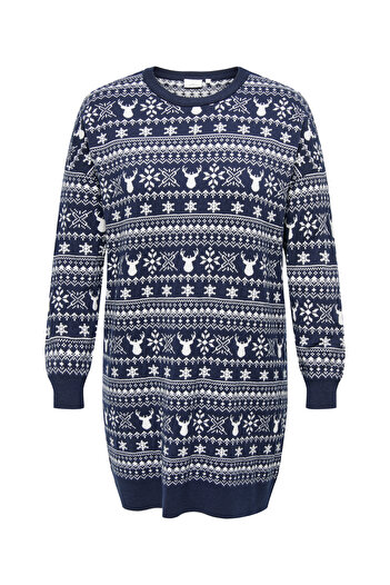 Only Carmakoma Knt Model Carxmas Zimní šaty Ls s výstřihem do O