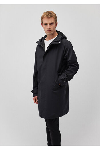 Mavi Black Water Repellent Hooded Long Jacket - Loose Fit 0110430 -900
