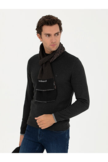 Cacharel Antrasit Melanj Slim Fit Yarım Balıkçı Basic Triko Kazak 50245057-VR081