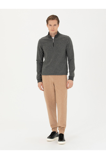 Cacharel Antrasit Slim Fit Pamuk Karışımlı Yarım Fermuarlı Sweatshirt 50275568-VR006