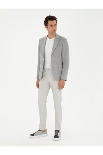Cacharel Açık Gri Slim Fit Keten Karışımlı Spor Ceket 50284659-VR001