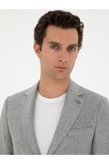 Cacharel Açık Gri Slim Fit Keten Karışımlı Spor Ceket 50284659-VR001