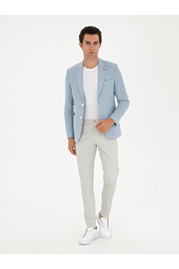 Cacharel Açık Mavi Slim Fit Keten Karışımlı Ceket 50284659-VR003