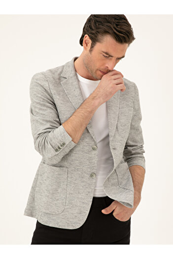 Cacharel Açık Gri Slim Fit Pamuk Karışımlı Ceket 50285251-VR001