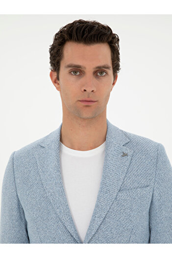 Cacharel Açık Mavi Slim Fit Keten Karışımlı Ceket 50284659-VR003